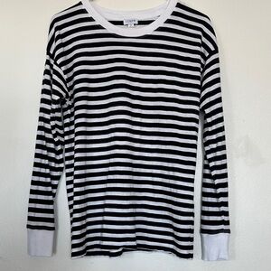 J. Crew Black and White Striped Crewneck Top